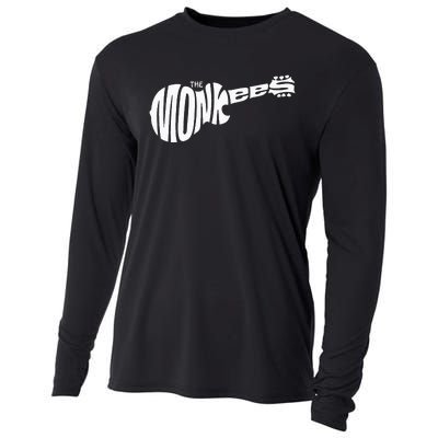 The M.O.N.K.E.E.S Classic White Guitar Logo Black Cooling Performance Long Sleeve Crew