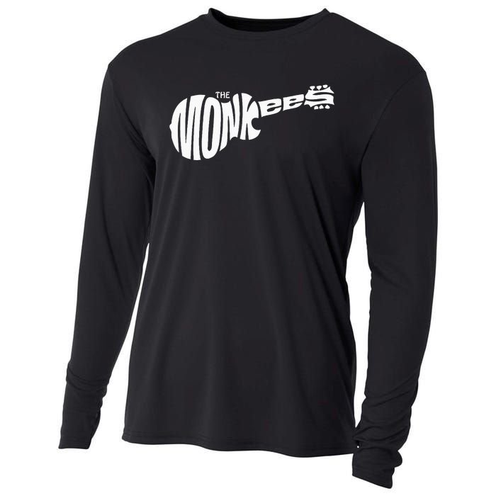 The M.O.N.K.E.E.S Classic White Guitar Logo Black Cooling Performance Long Sleeve Crew