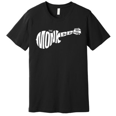 The M.O.N.K.E.E.S Classic White Guitar Logo Black Premium T-Shirt