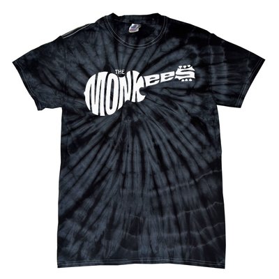 The M.O.N.K.E.E.S Classic White Guitar Logo Black Tie-Dye T-Shirt