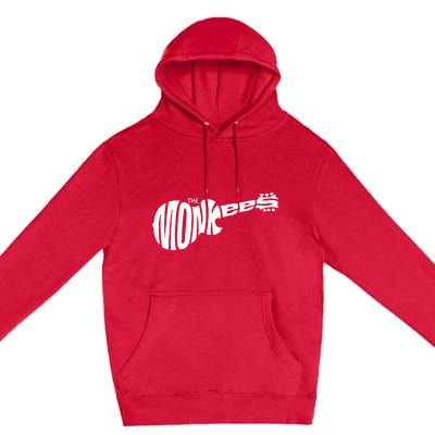 The M.O.N.K.E.E.S Classic White Guitar Logo Black Premium Pullover Hoodie