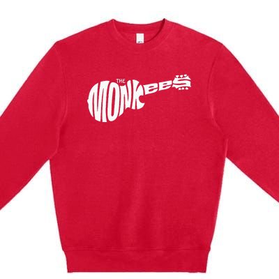 The M.O.N.K.E.E.S Classic White Guitar Logo Black Premium Crewneck Sweatshirt