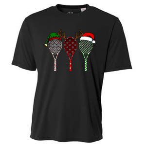 Tennis Merry Chistmas 3 Tennis Racket Christmas Cooling Performance Crew T-Shirt