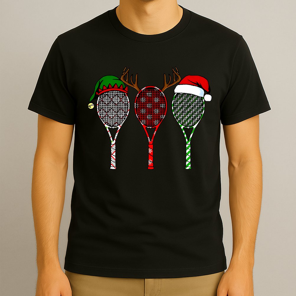Tennis Merry Chistmas 3 Tennis Racket Christmas T-Shirt