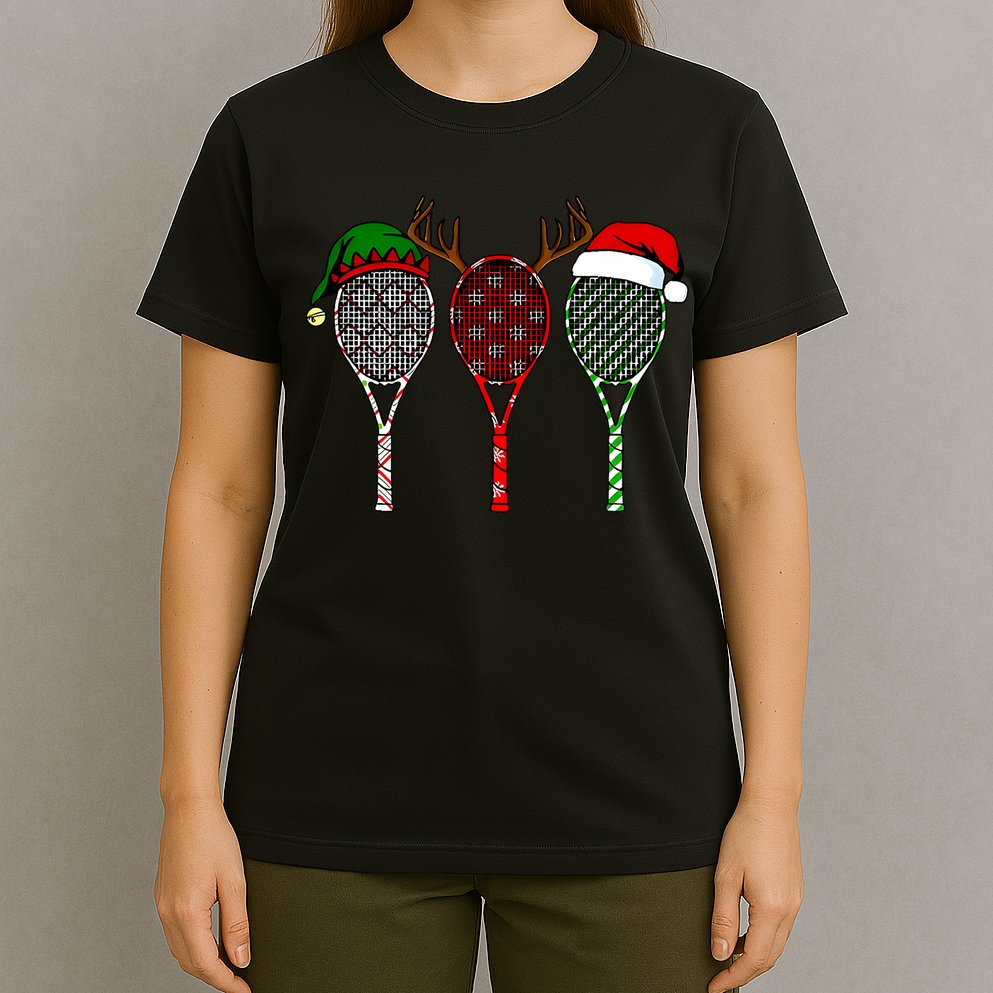Tennis Merry Chistmas 3 Tennis Racket Christmas T-Shirt