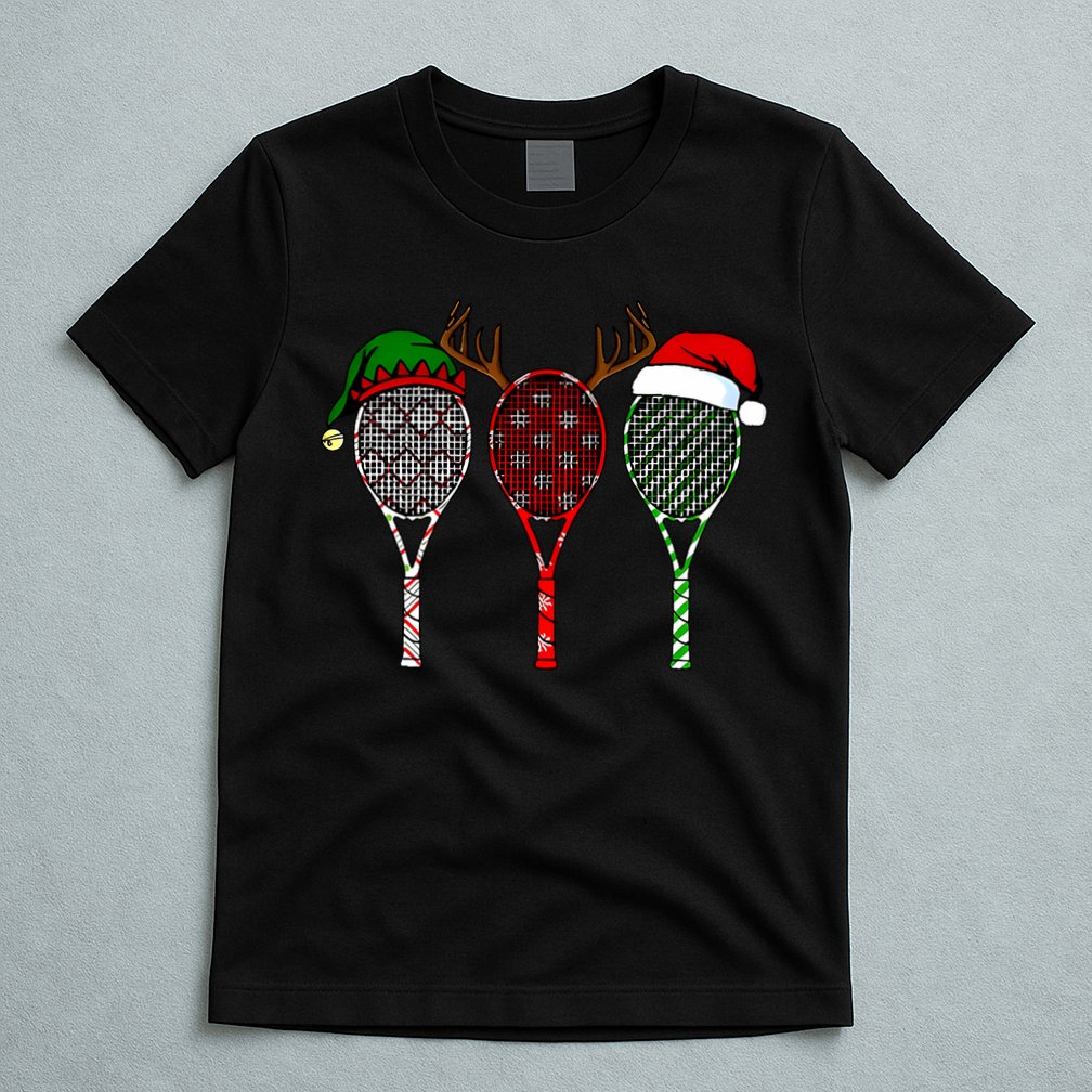Tennis Merry Chistmas 3 Tennis Racket Christmas T-Shirt