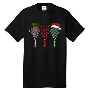 Tennis Merry Chistmas 3 Tennis Racket Christmas Tall T-Shirt