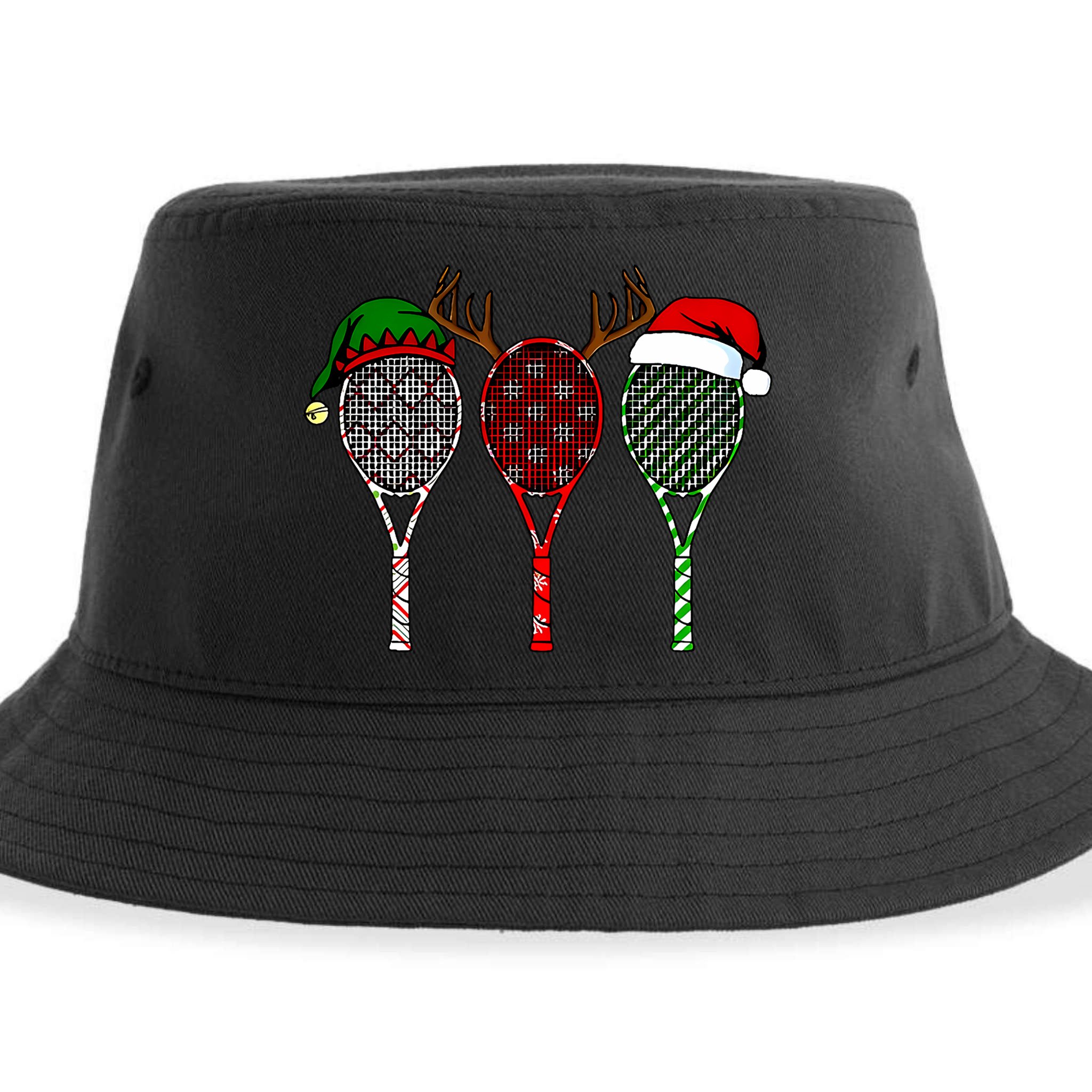 Tennis Merry Chistmas 3 Tennis Racket Christmas Sustainable Bucket Hat