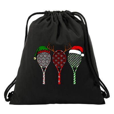 Tennis Merry Chistmas 3 Tennis Racket Christmas Drawstring Bag