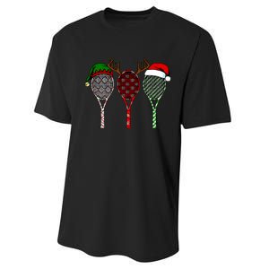 Tennis Merry Chistmas 3 Tennis Racket Christmas Performance Sprint T-Shirt