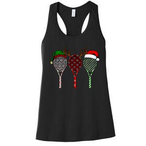 Tennis Merry Chistmas 3 Tennis Racket Christmas Women's Racerback Tank