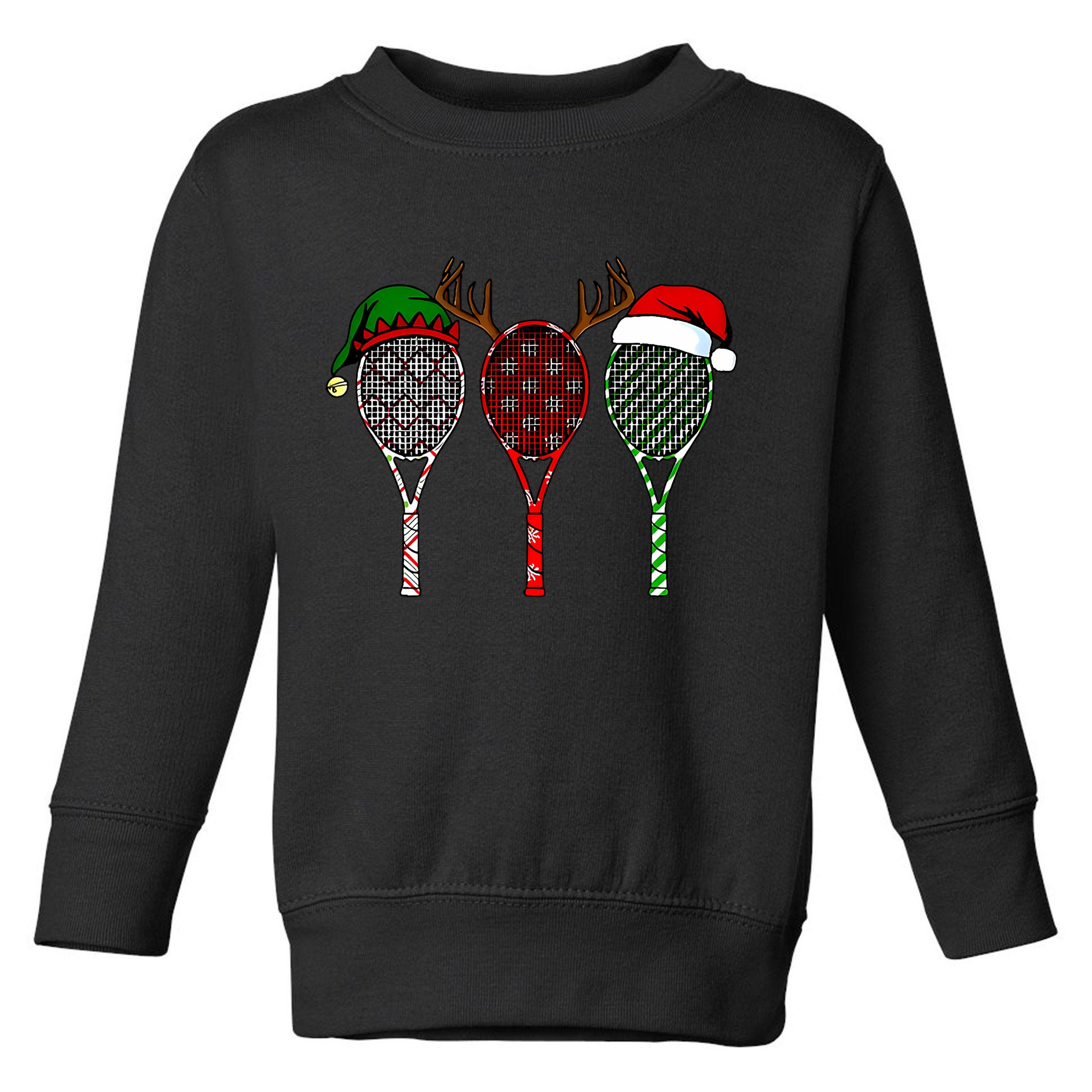 Tennis Merry Chistmas 3 Tennis Racket Christmas Toddler Sweatshirt