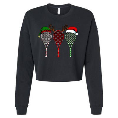 Tennis Merry Chistmas 3 Tennis Racket Christmas Cropped Pullover Crew