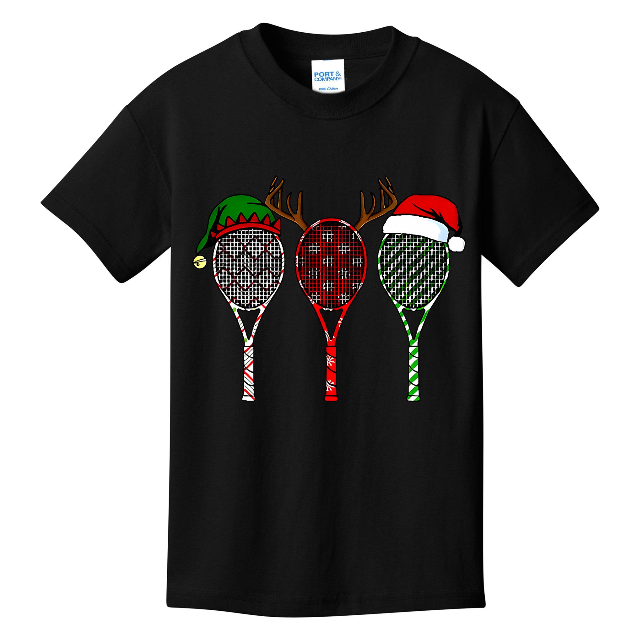 Tennis Merry Chistmas 3 Tennis Racket Christmas Kids T-Shirt