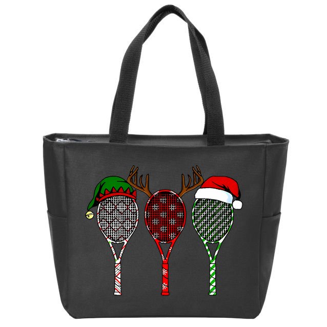 Tennis Merry Chistmas 3 Tennis Racket Christmas Zip Tote Bag