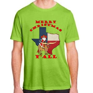 Texas Merry Christmas YAll Santa On Bull Design Adult ChromaSoft Performance T-Shirt