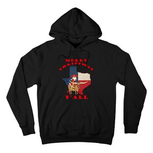 Texas Merry Christmas YAll Santa On Bull Design Hoodie