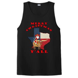 Texas Merry Christmas YAll Santa On Bull Design PosiCharge Competitor Tank