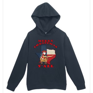 Texas Merry Christmas YAll Santa On Bull Design Urban Pullover Hoodie