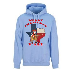 Texas Merry Christmas YAll Santa On Bull Design Unisex Surf Hoodie