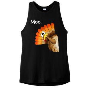 Turkey Moo Cow Funny Thanksgiving Ladies PosiCharge Tri-Blend Wicking Tank