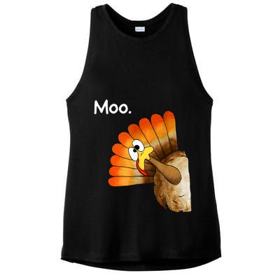 Turkey Moo Cow Funny Thanksgiving Ladies PosiCharge Tri-Blend Wicking Tank