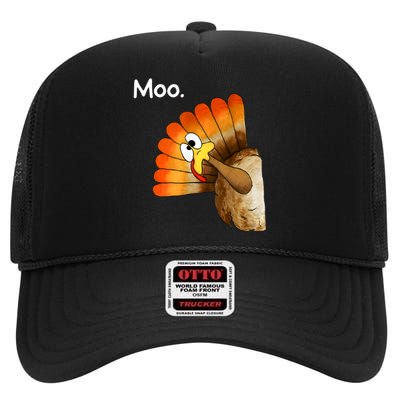 Turkey Moo Cow Funny Thanksgiving High Crown Mesh Back Trucker Hat