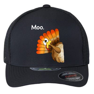 Turkey Moo Cow Funny Thanksgiving Flexfit Unipanel Trucker Cap