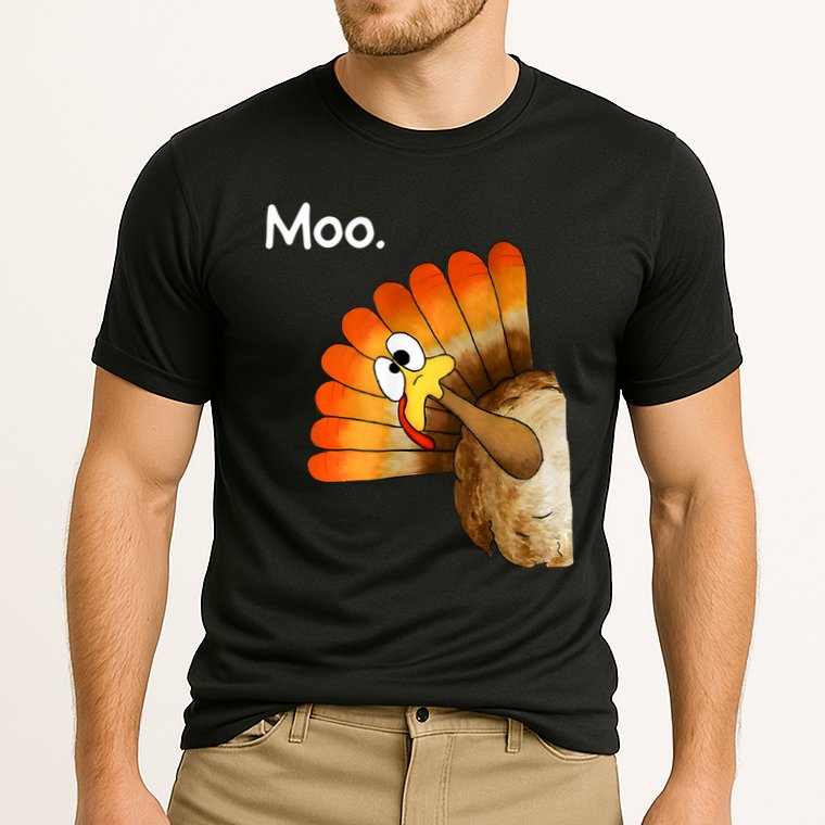 Turkey Moo Cow Funny Thanksgiving Performance Shirt