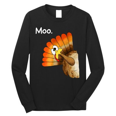 Turkey Moo Cow Funny Thanksgiving Long Sleeve Shirt