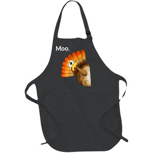 Turkey Moo Cow Funny Thanksgiving Full-Length Apron With Pockets