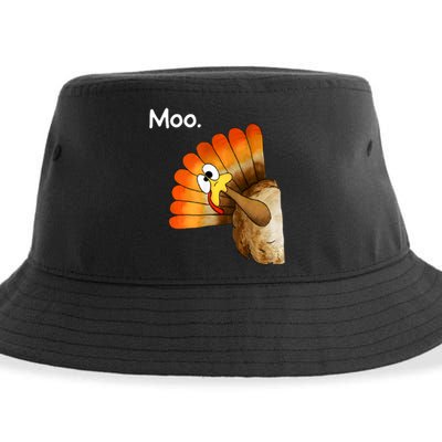 Turkey Moo Cow Funny Thanksgiving Sustainable Bucket Hat