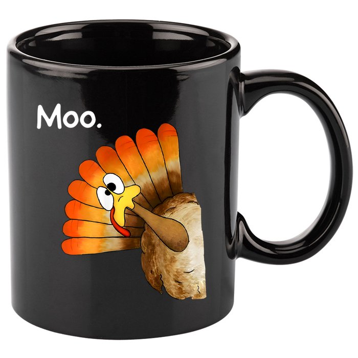 Turkey Moo Cow Funny Thanksgiving 11oz C Handle Ceramic Mug