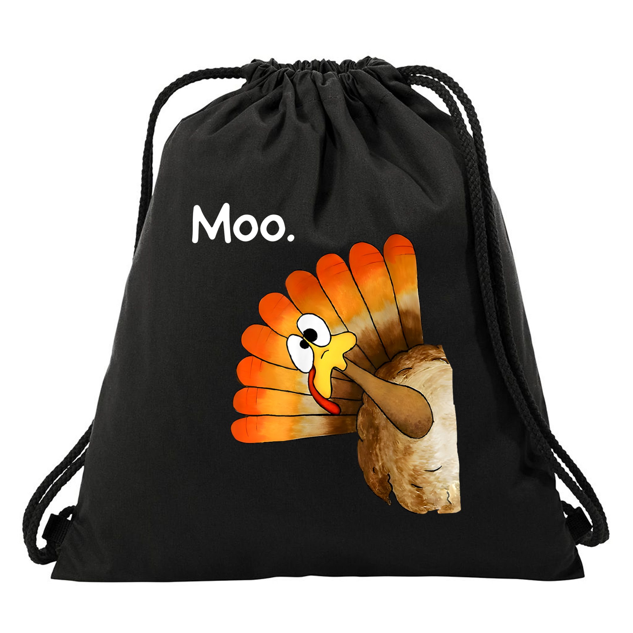 Turkey Moo Cow Funny Thanksgiving Drawstring Bag