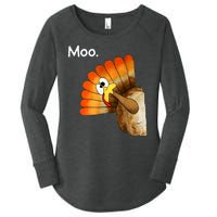 Turkey Moo Cow Funny Thanksgiving Women's Perfect Tri Tunic Long Sleeve Shirt