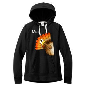 Turkey Moo Cow Funny Thanksgiving Women's Fleece Hoodie