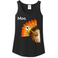 Turkey Moo Cow Funny Thanksgiving Ladies Essential Tank