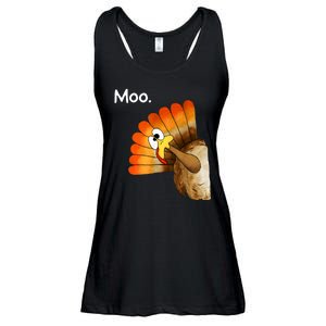 Turkey Moo Cow Funny Thanksgiving Ladies Essential Flowy Tank