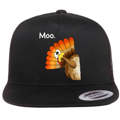 Turkey Moo Cow Funny Thanksgiving Flat Bill Trucker Hat