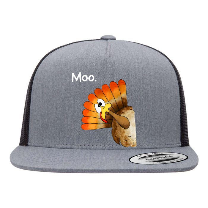 Turkey Moo Cow Funny Thanksgiving Flat Bill Trucker Hat