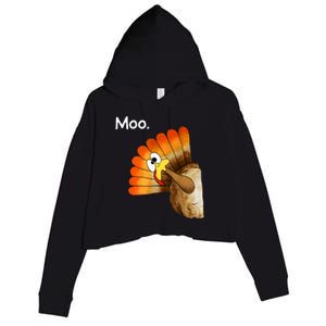 Turkey Moo Cow Funny Thanksgiving Crop Fleece Hoodie