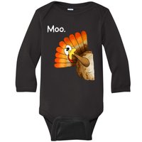 Turkey Moo Cow Funny Thanksgiving Baby Long Sleeve Bodysuit