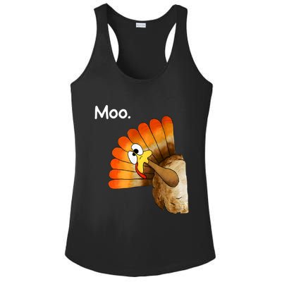 Turkey Moo Cow Funny Thanksgiving Ladies PosiCharge Competitor Racerback Tank