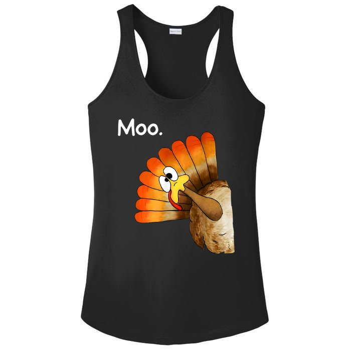 Turkey Moo Cow Funny Thanksgiving Ladies PosiCharge Competitor Racerback Tank