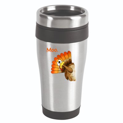 Turkey Moo Cow Funny Thanksgiving 16oz Travel Tumbler
