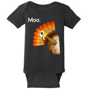 Turkey Moo Cow Funny Thanksgiving Baby Bodysuit