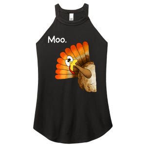 Turkey Moo Cow Funny Thanksgiving Women's Perfect Tri Rocker Tank