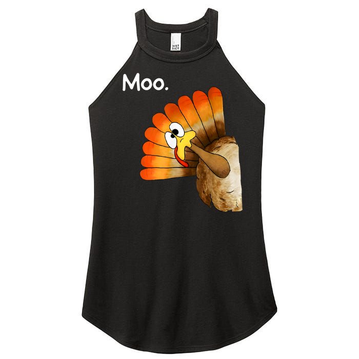 Turkey Moo Cow Funny Thanksgiving Women's Perfect Tri Rocker Tank