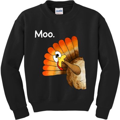 Turkey Moo Cow Funny Thanksgiving Kids Sweatshirt