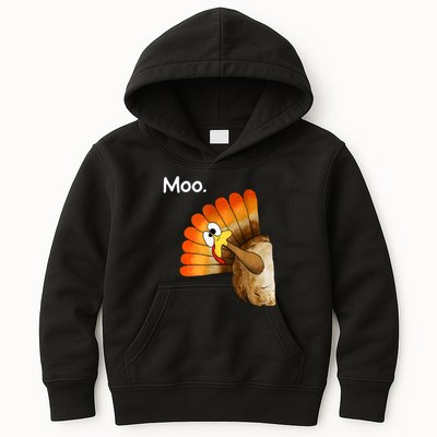 Turkey Moo Cow Funny Thanksgiving Kids Hoodie